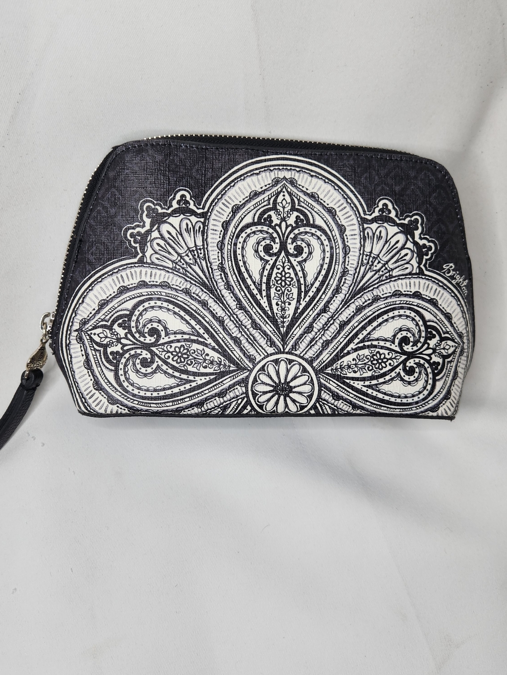 Brighton Black and White Floral Cosmetic Wristlet